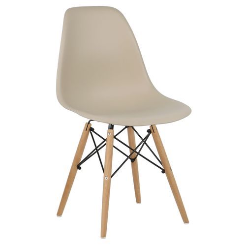 Cadeira Bege Charles Eames Wood Dsw em PP