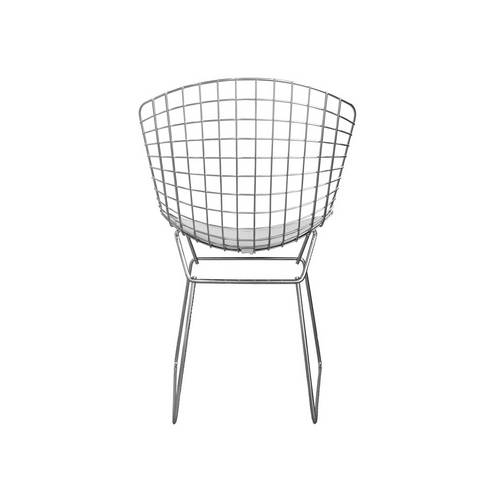 Cadeira Bertoia Cromada - Assento Corino Branco