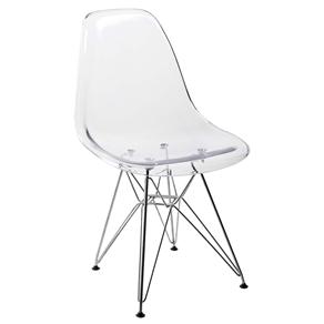 Cadeira By Haus Side com Base em Aço Inox e Assento em Policarbonato - Cristal Translucido