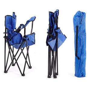 Cadeira Camping Dobravel com Braço Porta Copo com Bolsa para Transportar Camping Azul