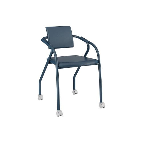 Cadeira Carraro 1713 Color (1 Unidade) - Cor Azul Noturno - Assento/Encosto Couríno Azul Noturno