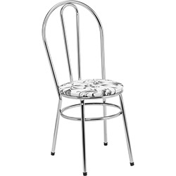 Cadeira CC12 - a 112 Cromada Corino Branco Floral - Açodesign