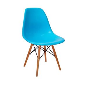 Cadeira Charles Eames DKR Wood Polipropileno Base em Madeira - Azul