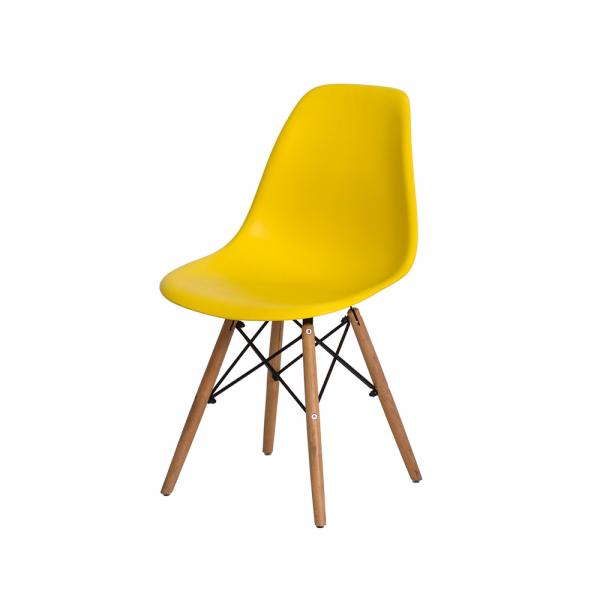 Cadeira Charles Eames Eiffel Amarela Base Madeira - Waw Design