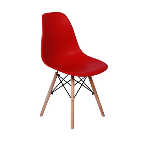 Cadeira Charles Eames Eiffel Dkr Wood - Design - Vermelha