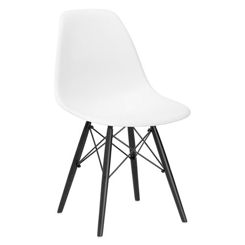 Cadeira Charles Eames Eiffel DSW - Branco - Madeira Preta