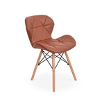Cadeira Charles Eames Eiffel Slim Wood Estofada - Marrom