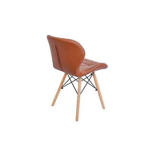 Cadeira Charles Eames Eiffel Slim Wood Estofada Marrom