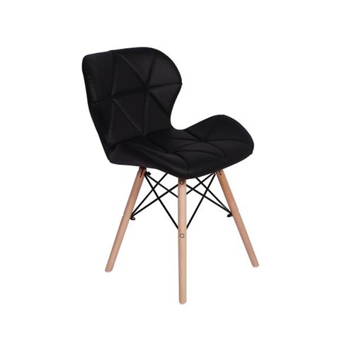Cadeira Charles Eames Eiffel Slim Wood Estofada - Preta - Magazine Decor