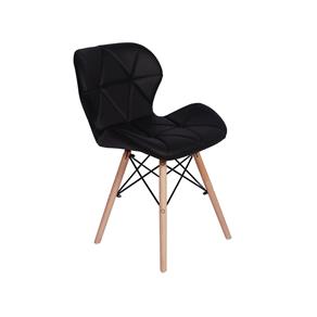 Cadeira Charles Eames Eiffel Slim Wood Estofada - Preto