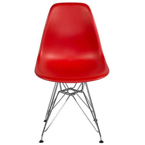 Cadeira Charles Eames Eiffel Vermelha - Base Metal