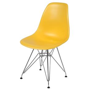 Cadeira Charles Eames Pés Cromados Amarela