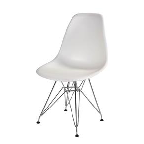 Cadeira Charles Eames Pés Cromados Branca