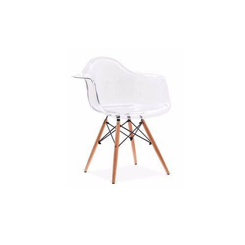 Cadeira Charles Eames Wood - com Braço - Policarbonato Transparente