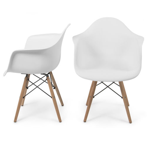 Cadeira Charles Eames Wood com Braços Pp-620 - Inovartte - Branca