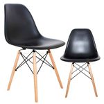 Cadeira Charles Eames Wood Design Preto Fosco Base Madeira