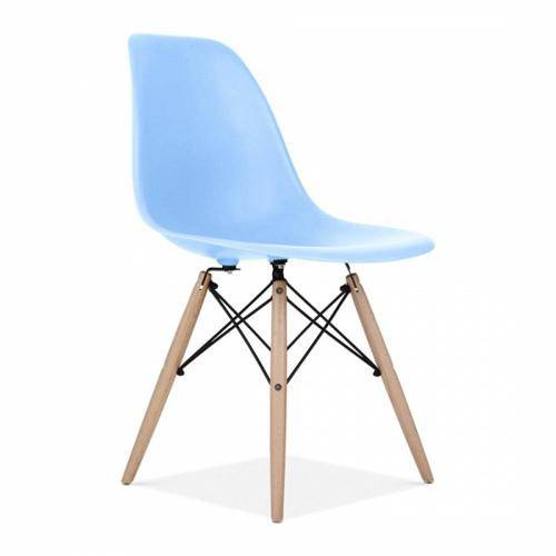 Cadeira Charles Eames Wood Eiffel para Sala de Jantar ou Escritório - Azul Clara