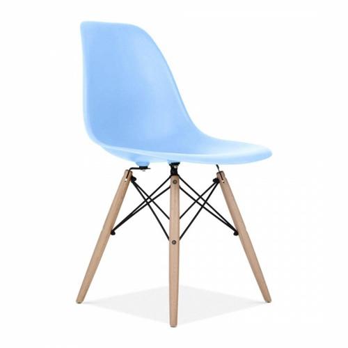 Cadeira Charles Eames Wood Eiffel para Sala de Jantar ou Escritório - Azul Clara