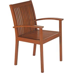 Cadeira com Bracos Fitt Fixa de Madeira - Marrom