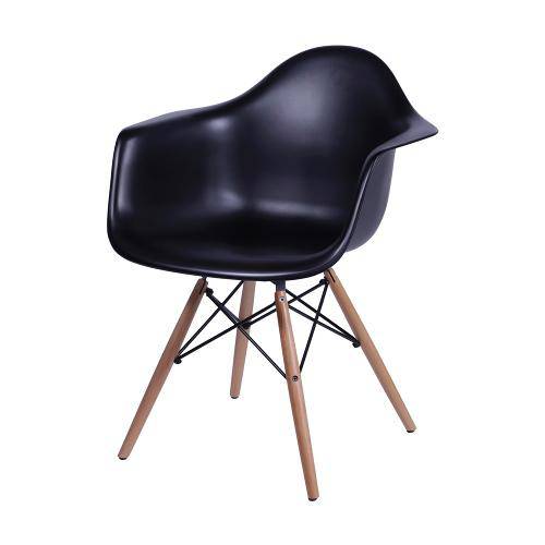 Cadeira Dar Wood Base de Maeira Charles Eames Eiffel Preta