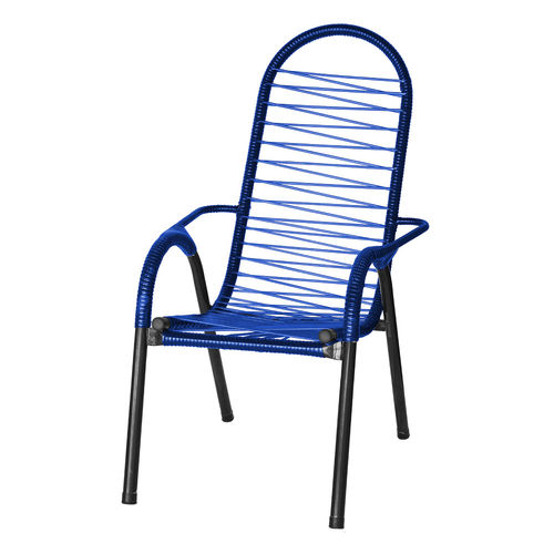 Cadeira de Área Luxo Preta em Fio Colorido - Azul