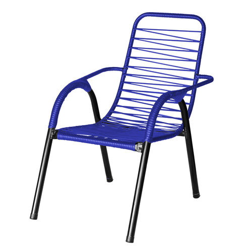 Tudo sobre 'Cadeira de Área Mariah Preto com Fio Colorido - Azul'