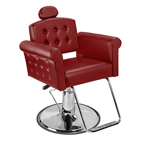 Cadeira de Cabeleireiro Elegance Encosto Reclinável - Pé Redondo - Bordô