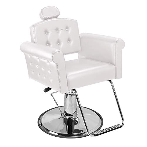 Cadeira de Cabeleireiro Elegance Encosto Reclinável - Pé Redondo - Branco