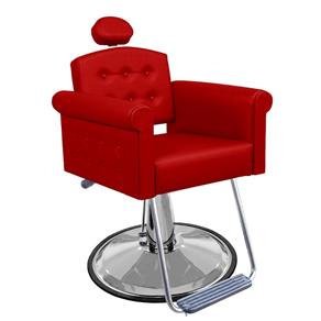 Cadeira de Cabeleireiro Elegance Encosto Reclinável Pé Redondo - Vermelho
