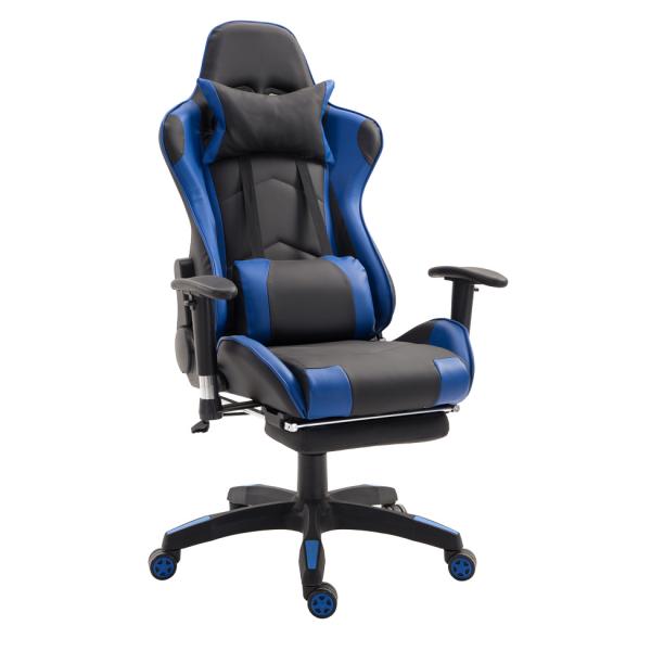 Cadeira de Escritório Presidente Reclinável Gamer Suíça Preta e Azul - Mobly