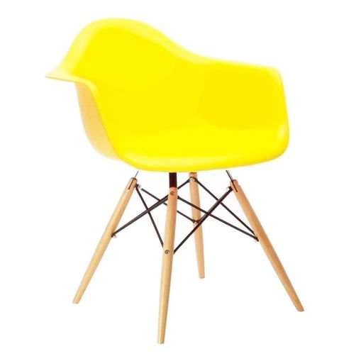Tudo sobre 'Cadeira de Jantar Amarela DAR Wood ByArt'