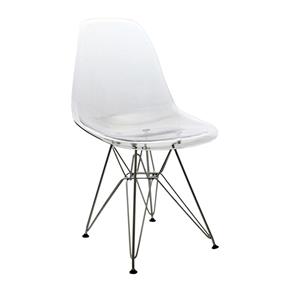 Cadeira de Jantar Eames DKR Eiffel Policarbonato Transparente Base Metal - Incolor