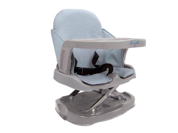 Cadeira de Papinha Burigotto Lanche Azul e Cinza - Cinto de Segurança 3 Pontos para Crianças Até 15kg