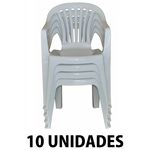 Cadeira de Plastico Poltrona Branco Empilhável 10 Unidades
