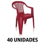 Cadeira de Plastico Poltrona Vinho Empilhável 40 Unidades