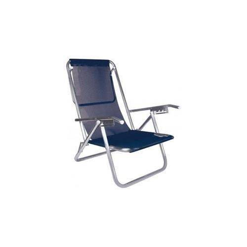 Cadeira de Praia 5 Pos. em Alumínio Extra Larga 130 Kg C/ Apoio - Sannet - Azul Royal - Botafogo