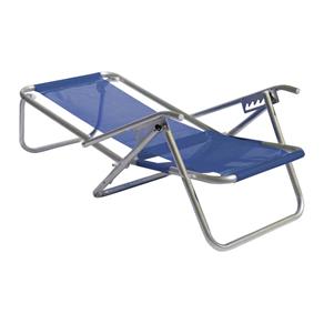 Cadeira de Praia 5 Posição em Alumínio Extra Larga com Apoio Sannet Azul - Azul