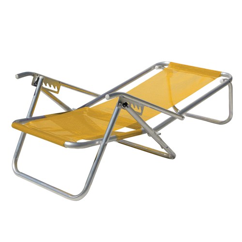 Cadeira de Praia 5 Posições em Alumínio Extra Larga com Apoio Sannet Amarelo-Botafogo
