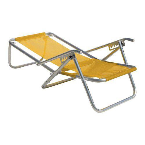 Cadeira de Praia 5 Posições em Alumínio Extra Larga com Apoio Sannet Amarelo-Botafogo