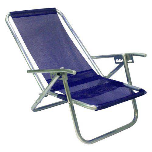 Cadeira de Praia 5 Posições em Alumínio Extra Larga Sannet Azul