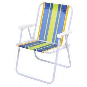 Cadeira de Praia Alta Aço Mor - Azul/Amarelo