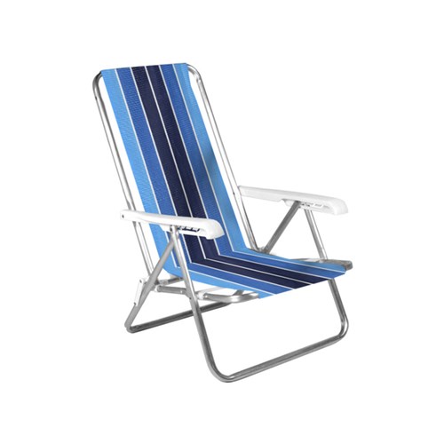 Tudo sobre 'Cadeira de Praia Alumínio 4 Posições Azul e Branco 84x54cm'