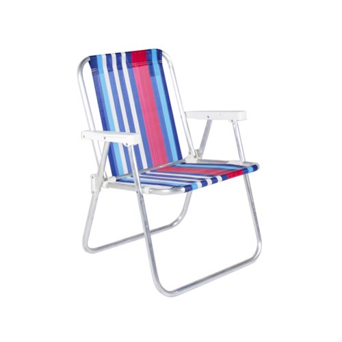 Tudo sobre 'Cadeira de Praia Alumínio Alta Azul e Vermelho 54x70cm'