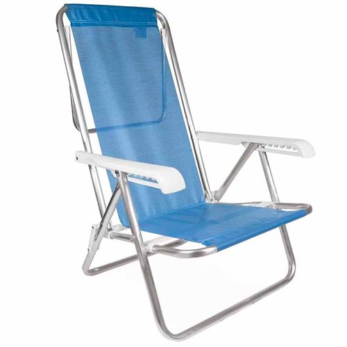 Cadeira de Praia Alumínio Reclinável Mor Azul 1026091