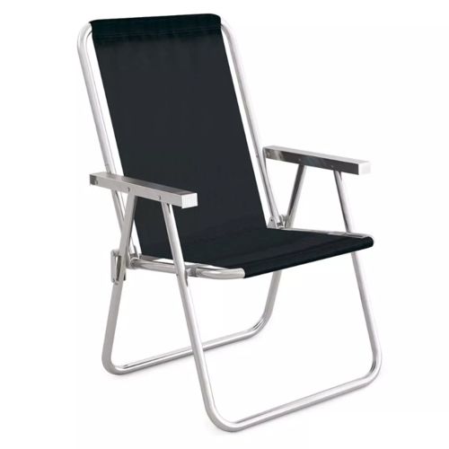 Cadeira de Praia Conforto de Aluminio Preta Mor