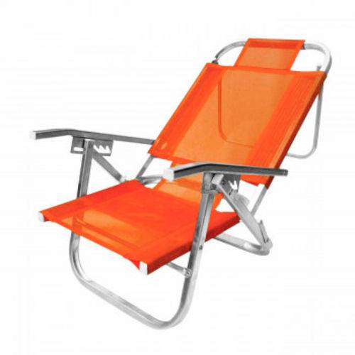 Cadeira de Praia em Aluminio com 5 Posicoes Cobacabana 120kg Alaranjada