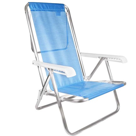 Cadeira de Praia Mor 2267 Reclinável 8 Posições Azul