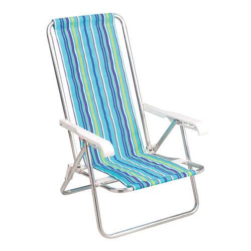 Cadeira de Praia Reclinavel 4 Posições Aluminio - Mor