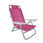 Cadeira De Praia Reclinável 6 Posições Summer Rosa Mor