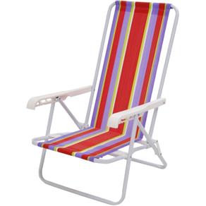Cadeira de Praia Reclinável 8 Posições Alumínio - Cores Sortidas e Aleatória